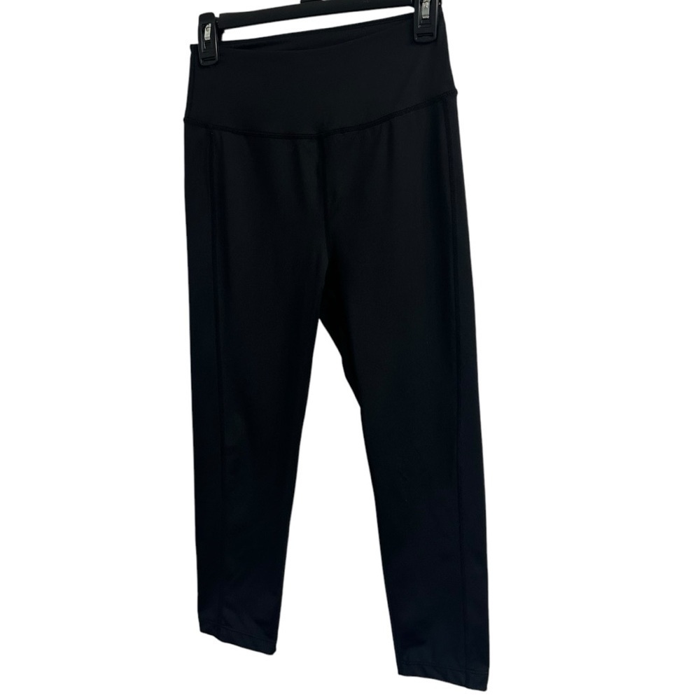 Orange Theory Leggings Small Black Zippered Pocket Logo Cropped Capri